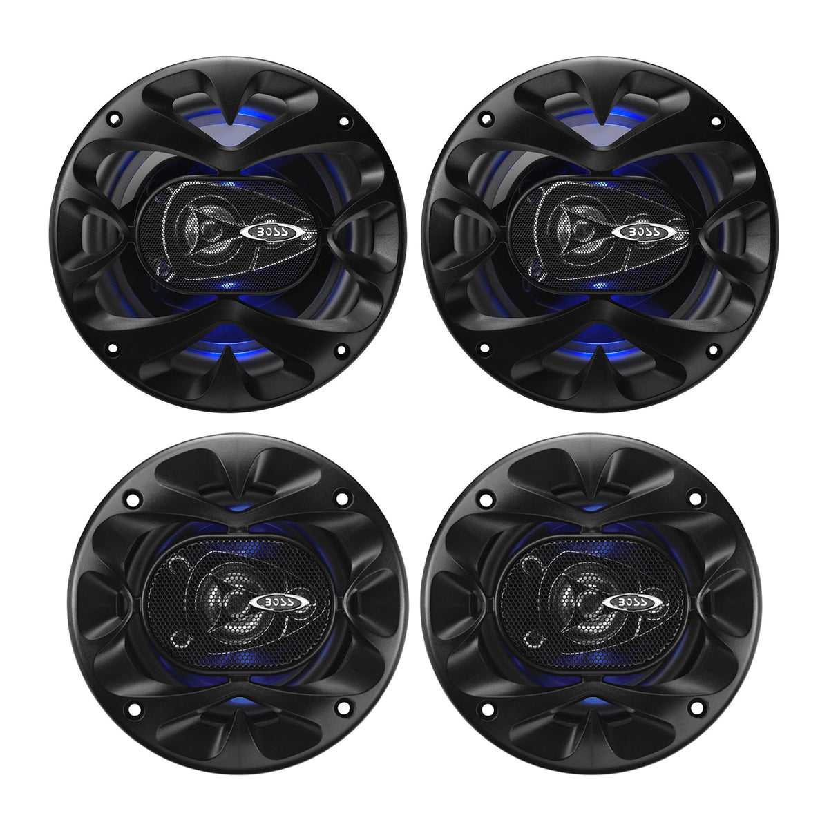 Boss BE654 Rage 6.5 & 4 x 4 Inch 4 Way Full Range Mobile Audio/Video Speakers