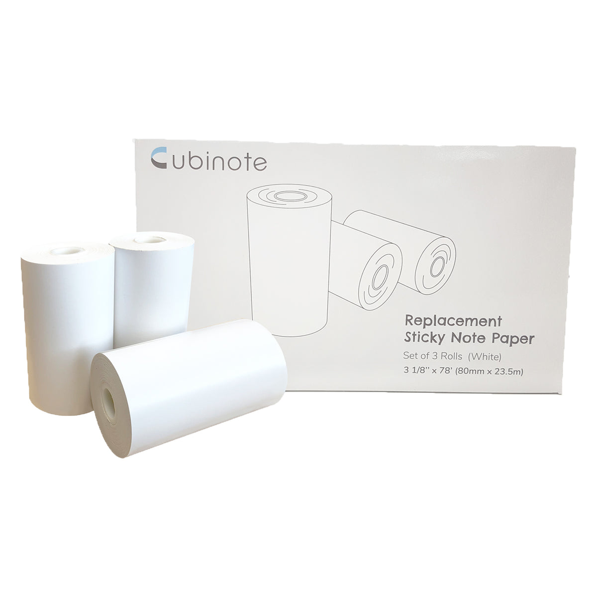 Cubinote Official Sticky Note Thermal Paper BP Free, White (3 Pack) (Open Box)
