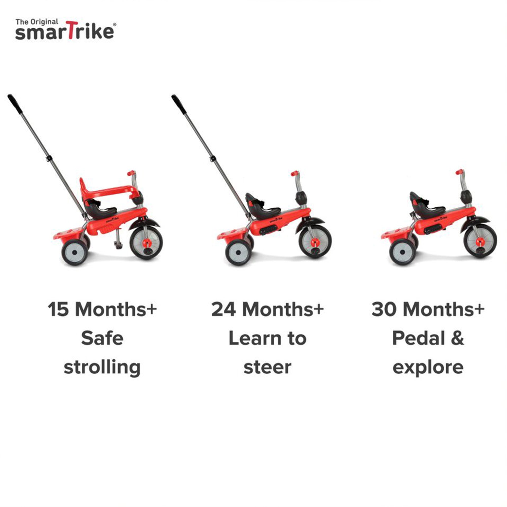 smarTrike Breeze 3 in 1 Baby Toddler Trike Tricycle for 15 to 36 Months, Red (Refurbished)