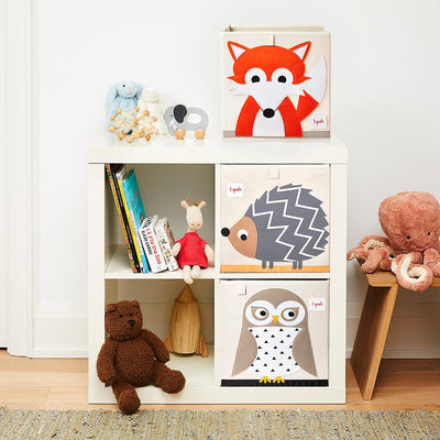 3 Sprouts Kids Childrens Fabric Storage Cube Bin Box, Orange Fox Design (Used) - VMInnovations