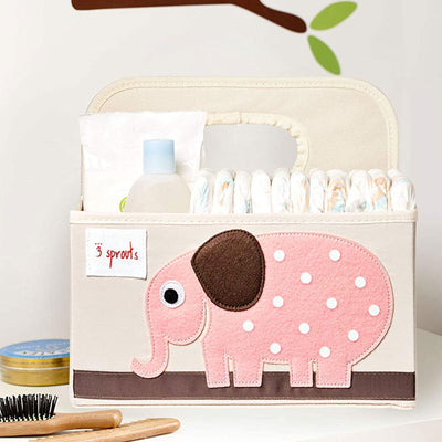 3 Sprouts Diaper Caddy and Convertible Toy Storage Bag/Play Mat, Pink Elephant