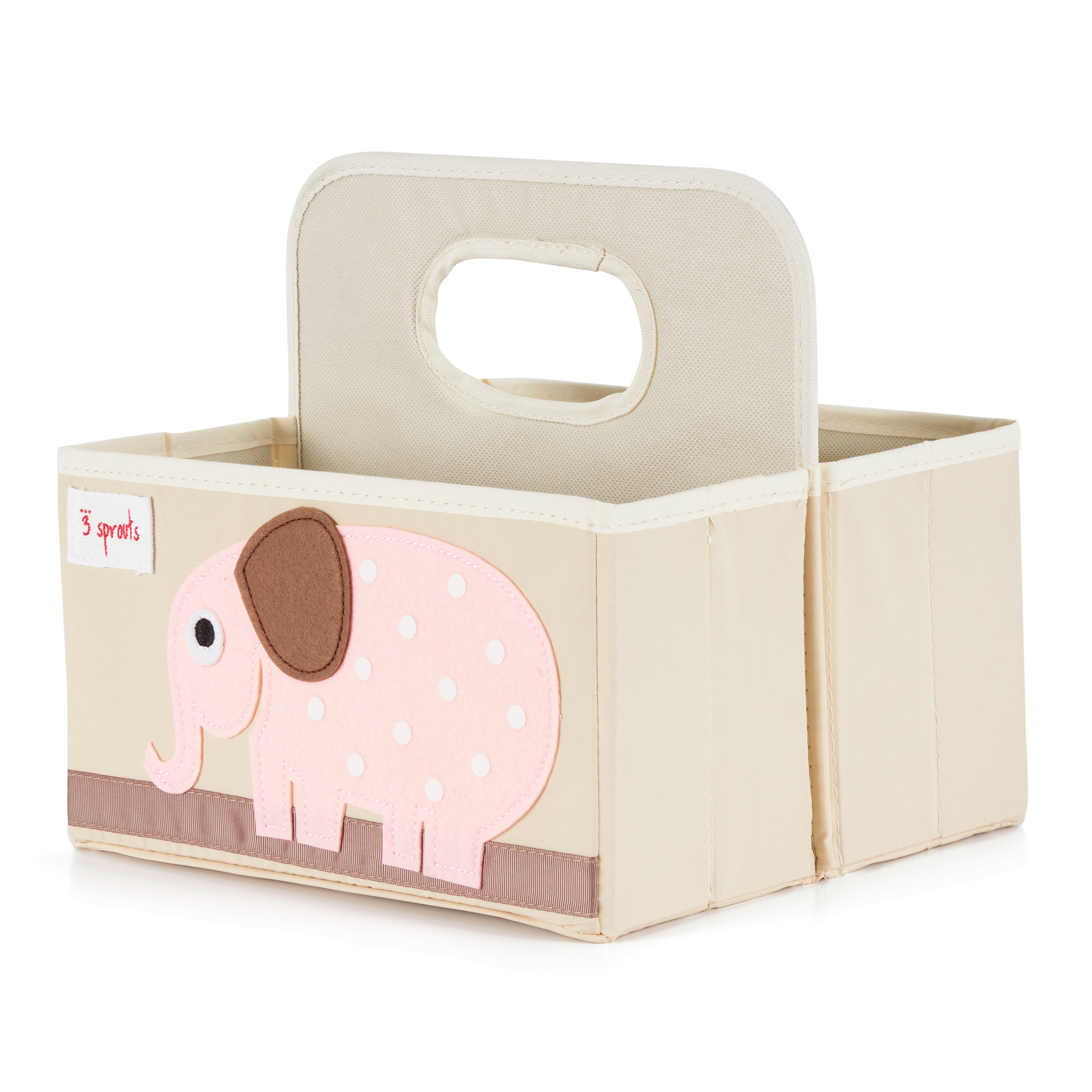 3 Sprouts UDOELE Polyester Divided Portable Diaper Caddy w/ Pink Elephant Design