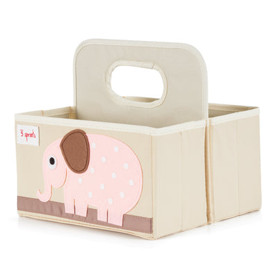 3 Sprouts UDOELE Polyester Divided Portable Diaper Caddy w/ Pink Elephant Design