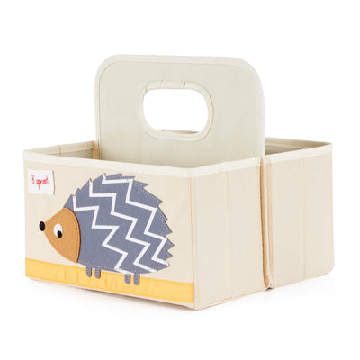 3 Sprouts Polyester Diaper Caddy and Foldable Storage Cube Box Toy Bin, Hedgehog