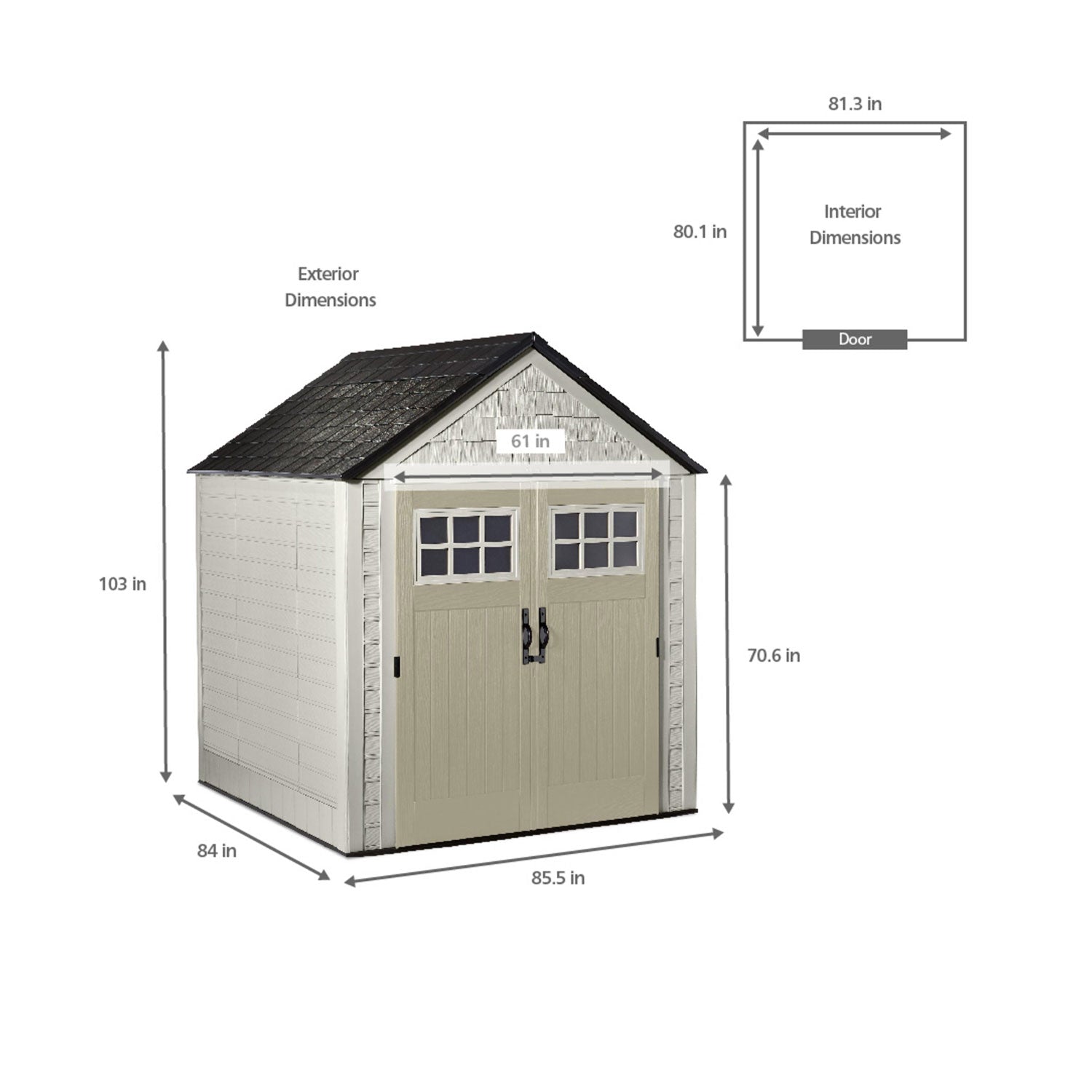 Rubbermaid 7x7 Feet Resin Outdoor Storage Shed + 34 Inch Tool & Sports Shed Rack