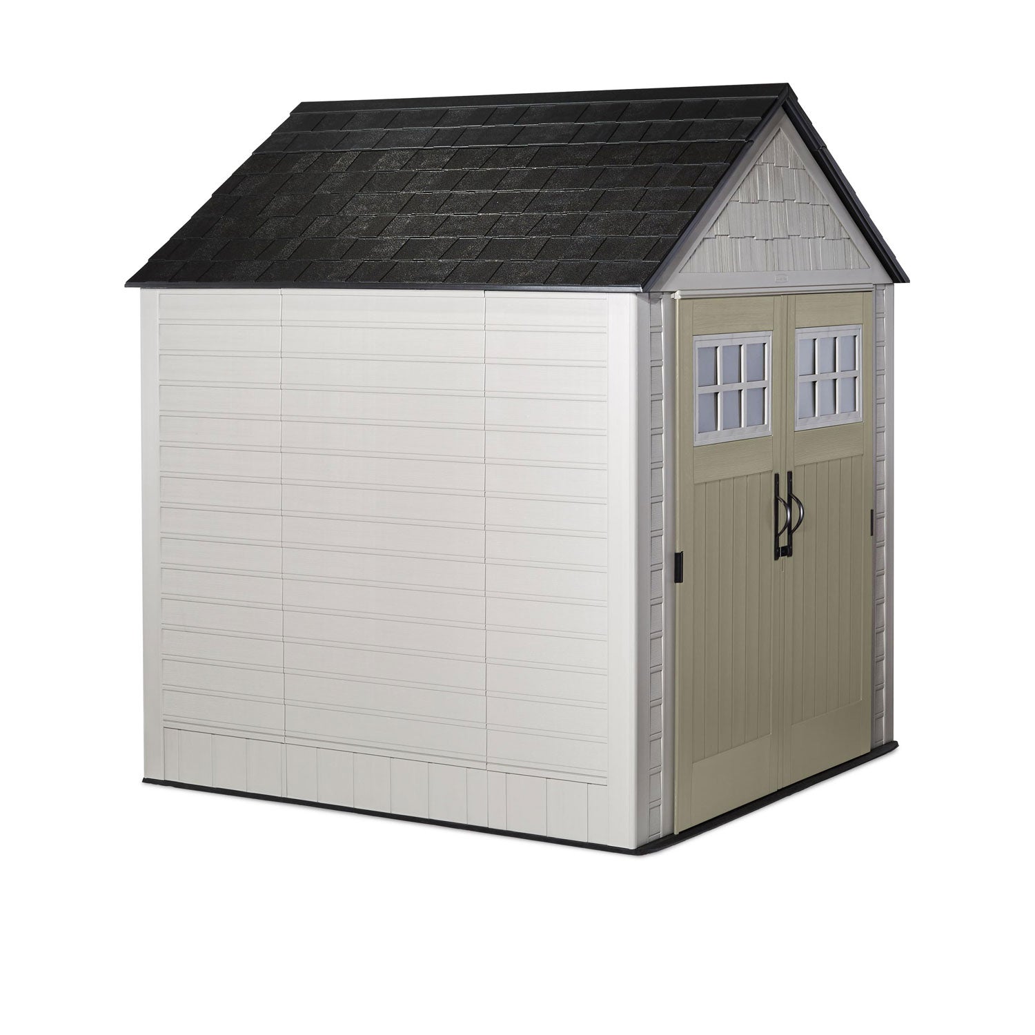 Rubbermaid 7x7 Feet Resin Outdoor Storage Shed + 34 Inch Tool & Sports Shed Rack