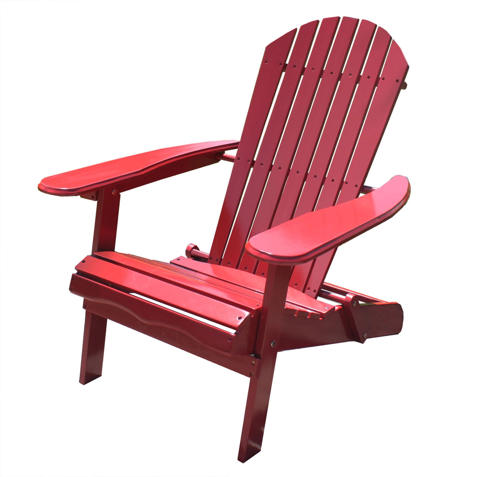 Northbeam Outdoor Portable Foldable Wooden Adirondack Deck Lounge Chair, Red - VMInnovations