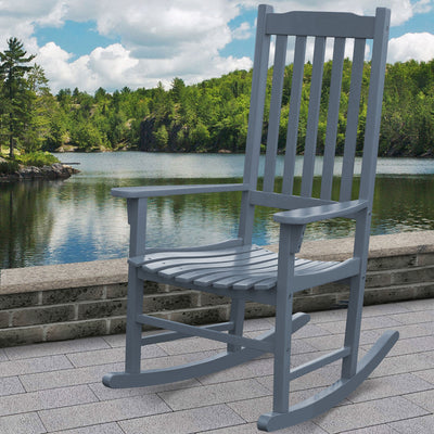 Northbeam Solid Acacia Hardwood Patio Slatted Rocking Chair, Grey (For Parts) - VMInnovations