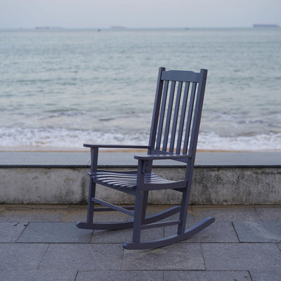 Northbeam Solid Acacia Hardwood Patio Slatted Rocking Chair, Grey (For Parts) - VMInnovations