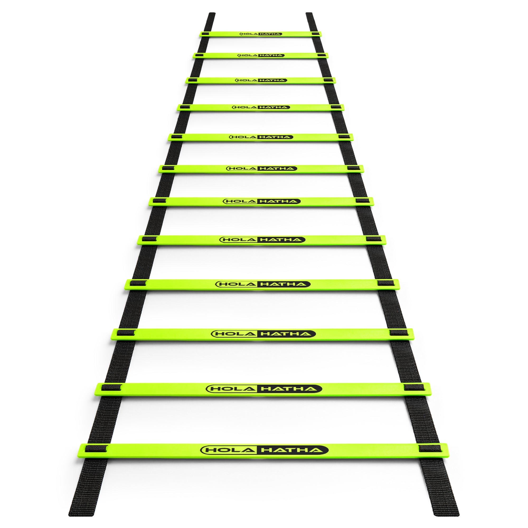 HolaHatha 20 Ft 12 Rung Adjustable Sports Agility Training Ladder, Yellow (Used) - VMInnovations