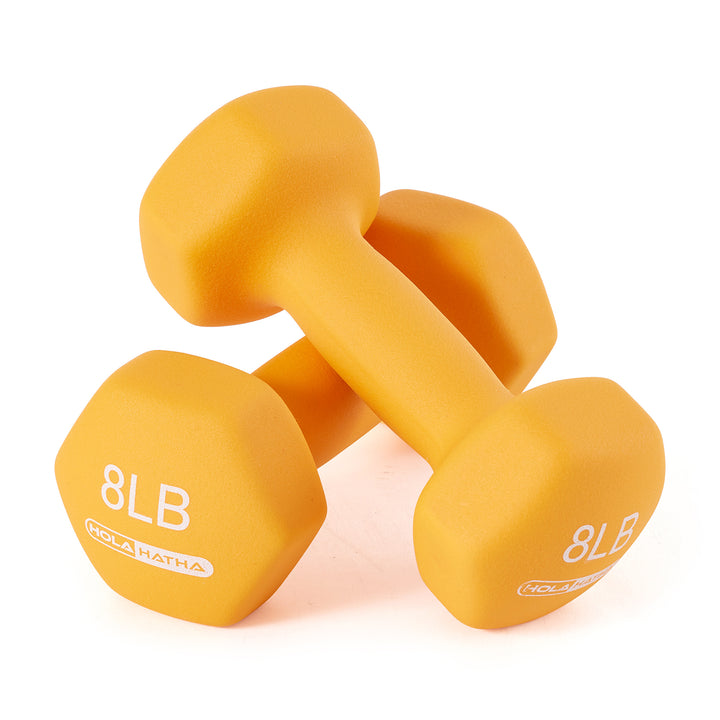 HolaHatha Dumbbell Weight Set w/ 3, 5 and 8 Pound Hand Weights, Rack (For Parts)