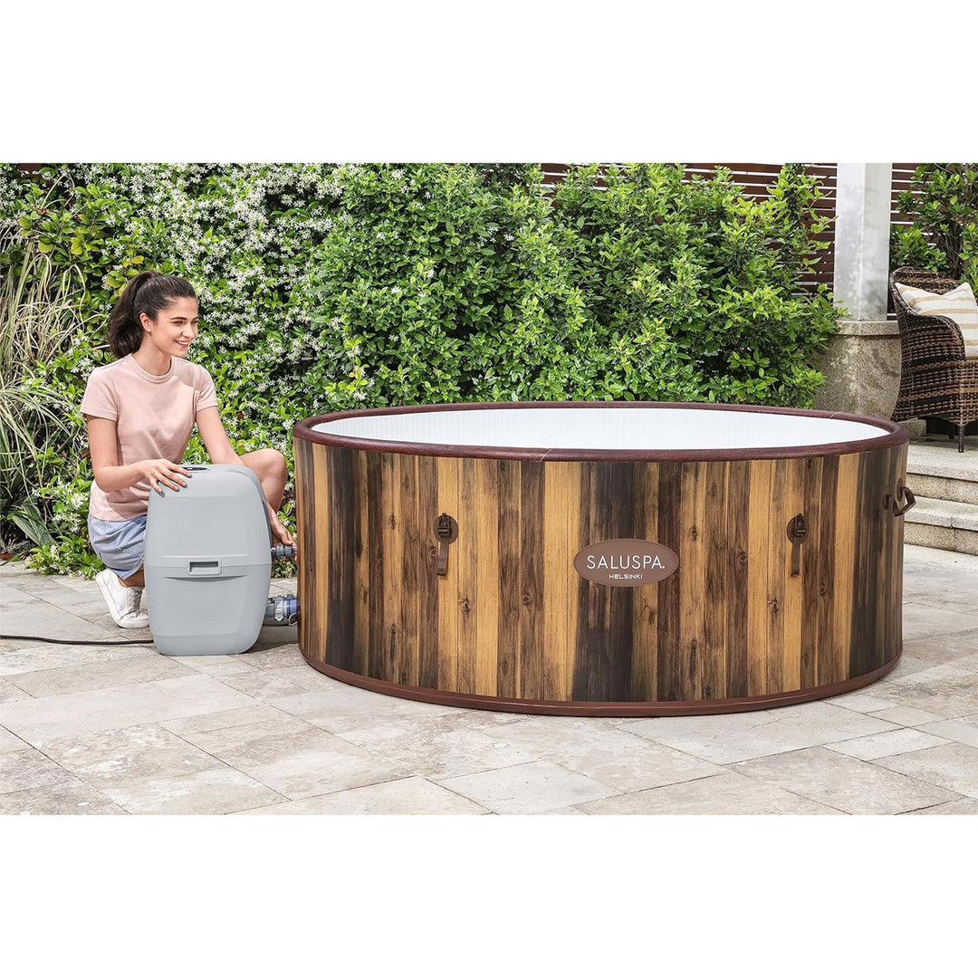 Bestway Helsinki SaluSpa 7 Person Inflatable Hot Tub Spa with 180 AirJets, Brown