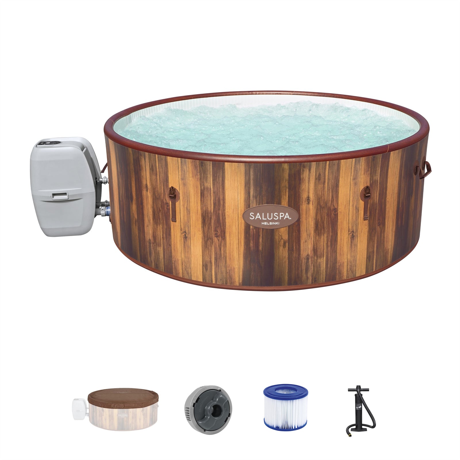 Bestway Helsinki SaluSpa 7 Person Inflatable Hot Tub Spa with 180 AirJets, Brown - VMInnovations