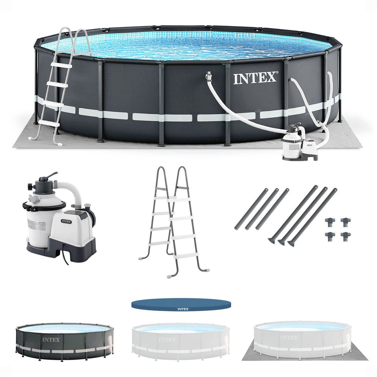 Intex Ultra XTR Frame 14'x42" Above Ground Pool and OptiFlow Premium Filter Sand