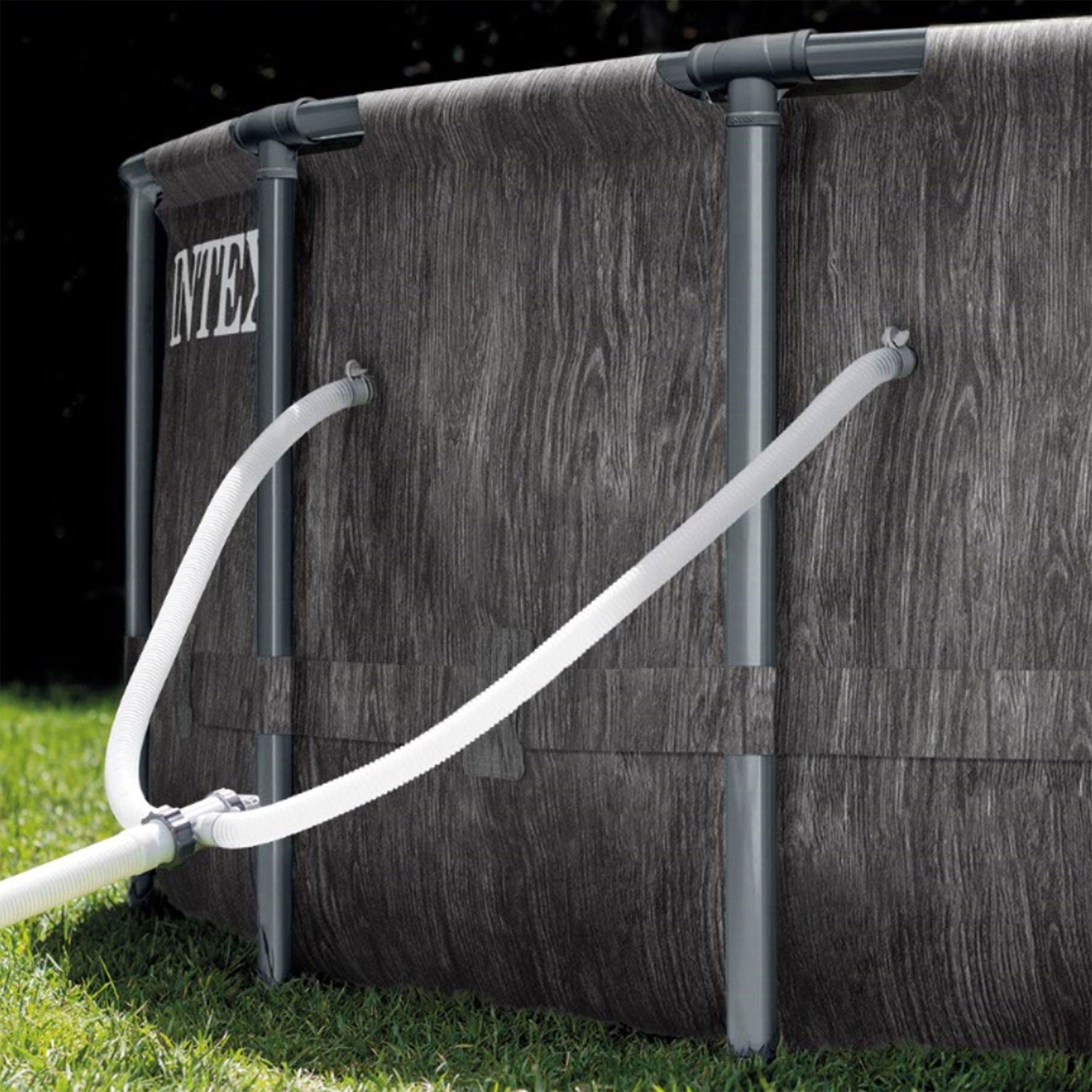 Intex Greywood Prism Frame 12'x30" Round Above Ground Swimming Pool, Grey Design