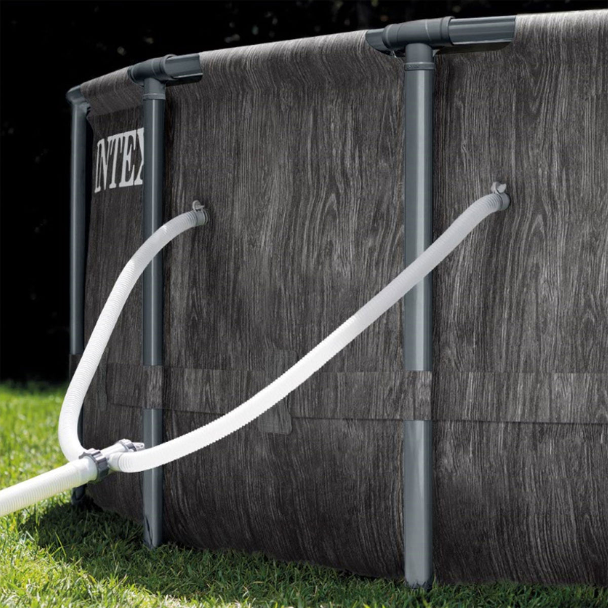 Intex Greywood Prism Frame 12'x30" Round Above Ground Swimming Pool, Grey Design