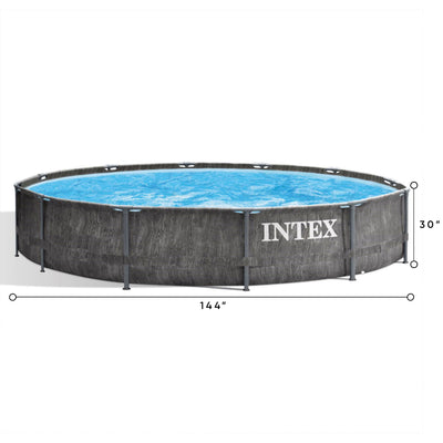 Intex 12 Ft x 30 In Greywood Prism Steel Frame Pool with Filter (Open Box) - VMInnovations