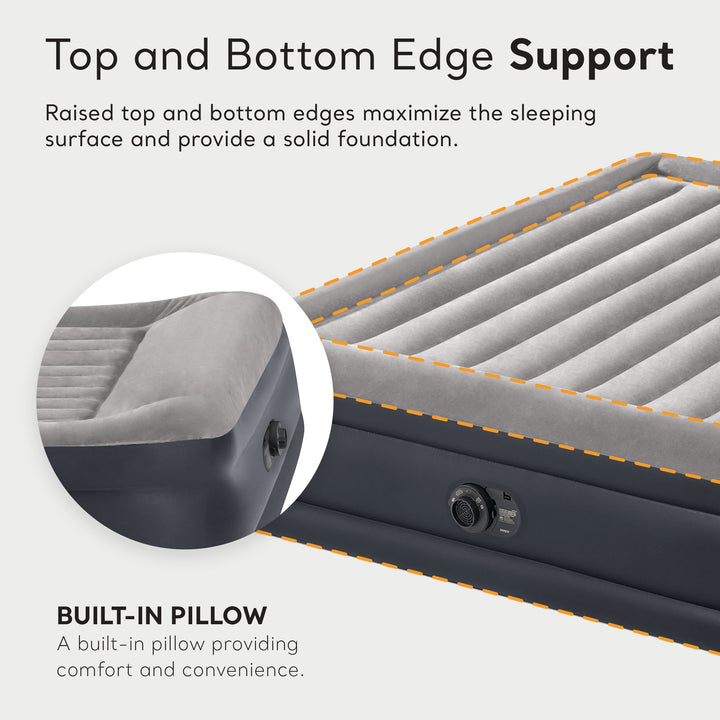 Intex Dura Beam Plus Deluxe Blow Up Air Mattress Bed with Built In Pump, King