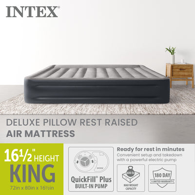 Intex Dura Beam Plus Deluxe Blow Up Air Mattress Bed with Built In Pump, King