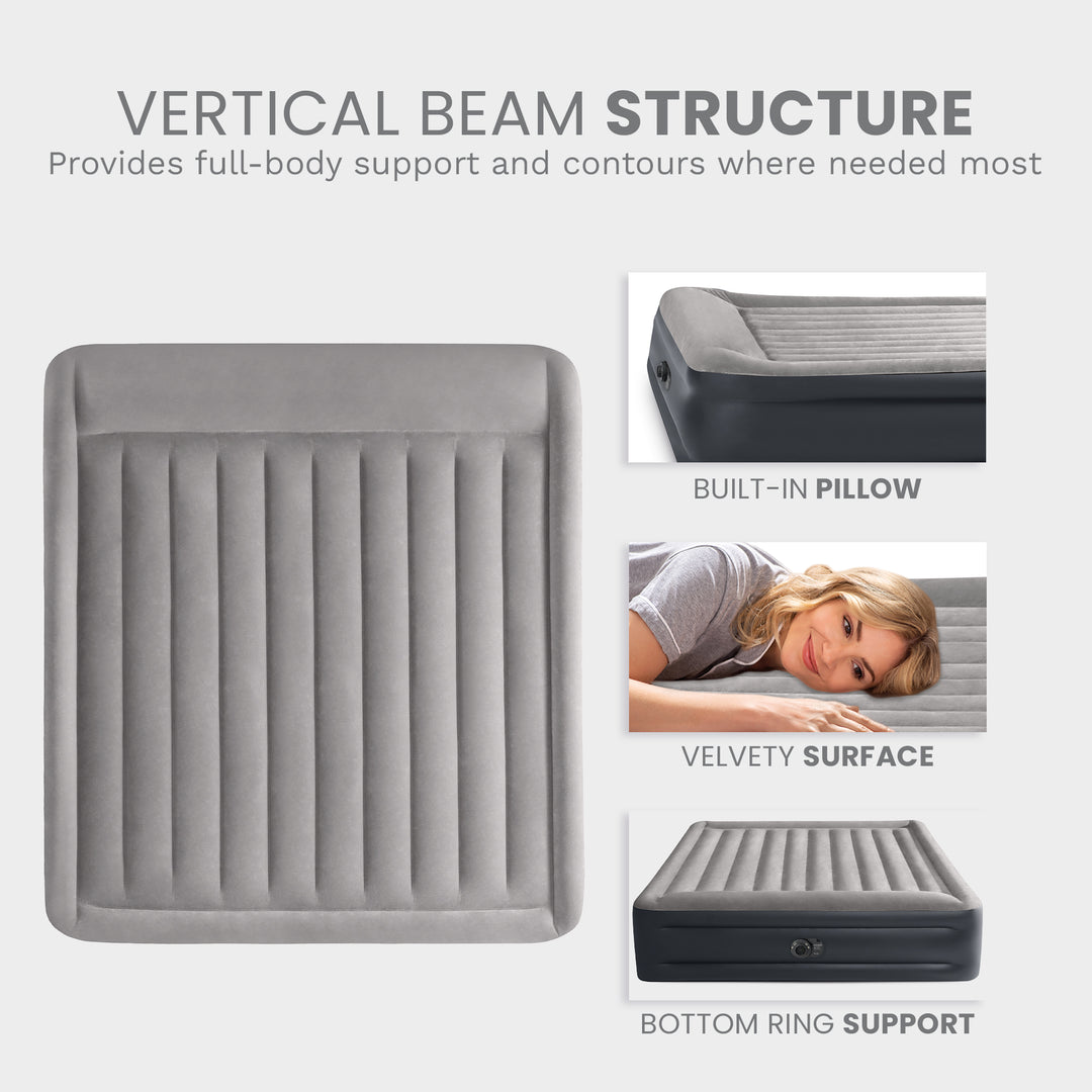 Intex Dura Beam Plus Deluxe Blow Up Air Mattress Bed with Built In Pump, King