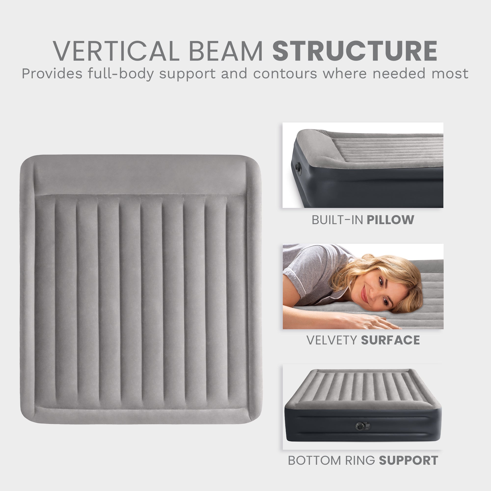 Intex Dura Beam Plus Deluxe Blow Up Air Mattress Bed with Built In Pump, King