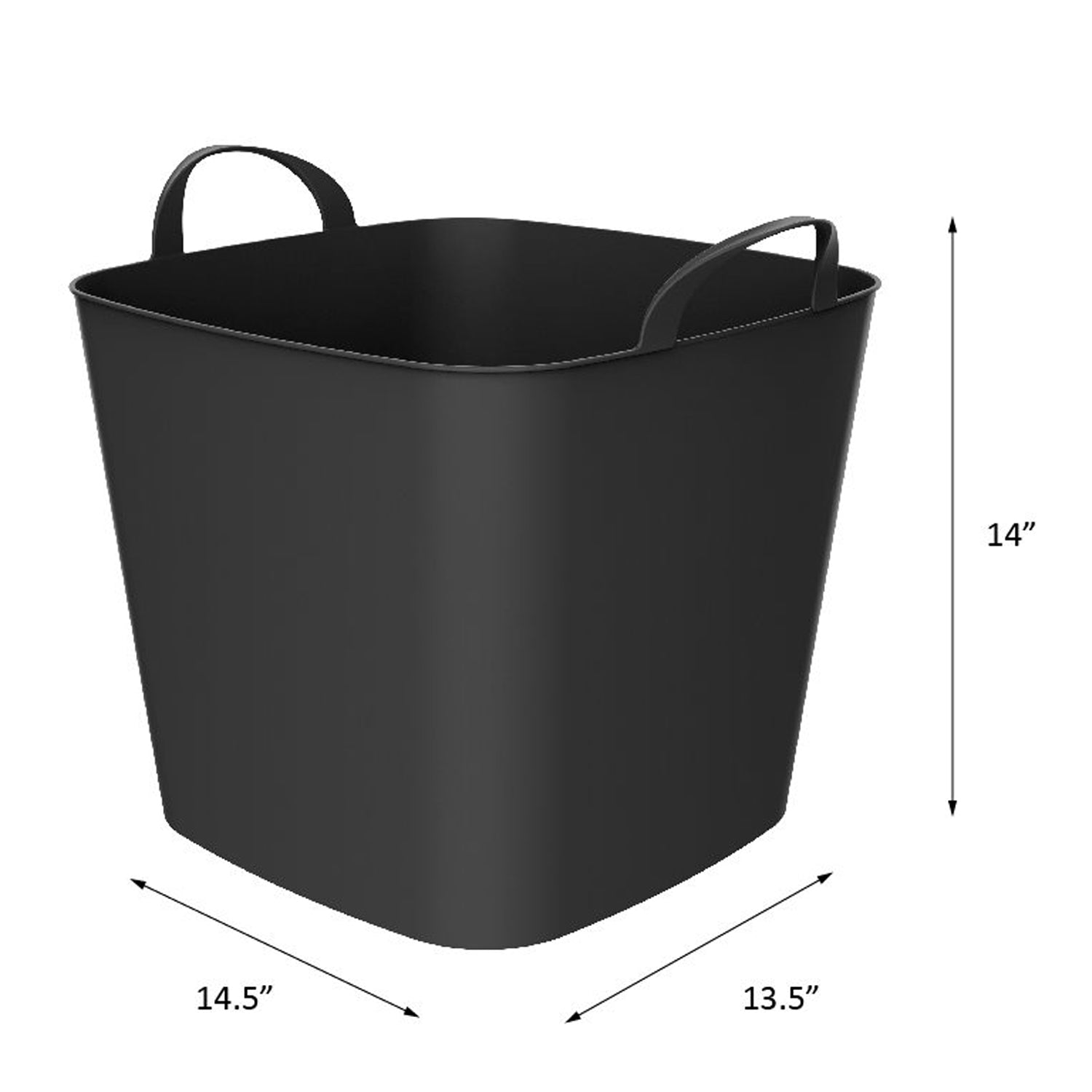 Life Story Tub Basket 25 Liter Plastic Storage Tote Bin with Handles, Black - VMInnovations