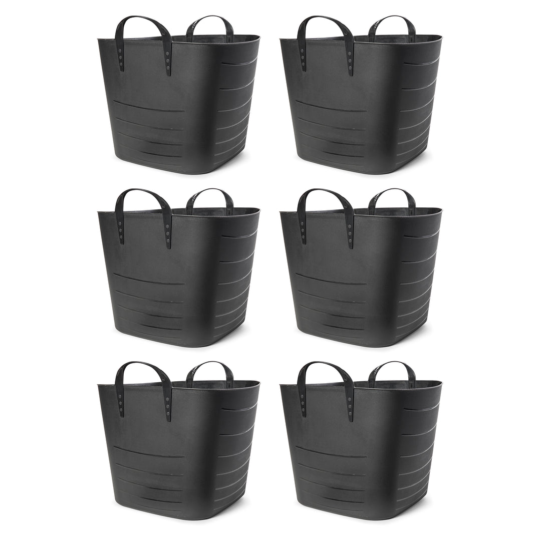 Life Story Tub Basket 25 Liter Plastic Storage Tote Bin with Handles (6 Pack)