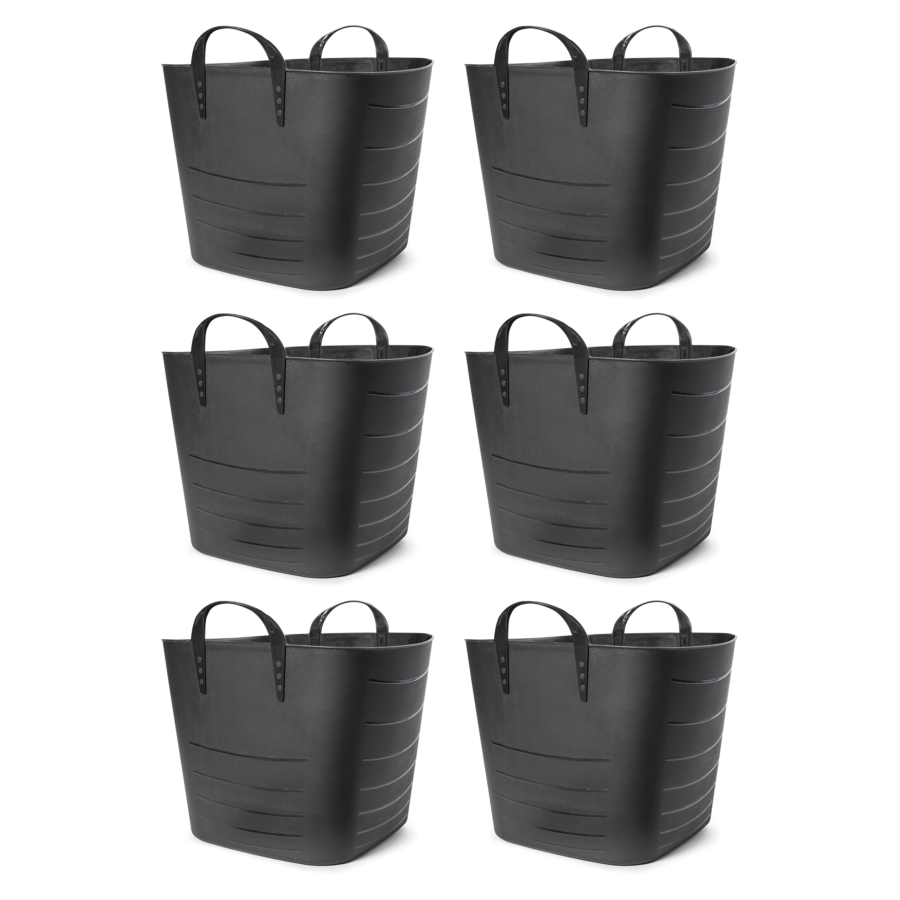 Life Story Tub Basket 25 Liter Plastic Storage Tote Bin with Handles (6 Pack)