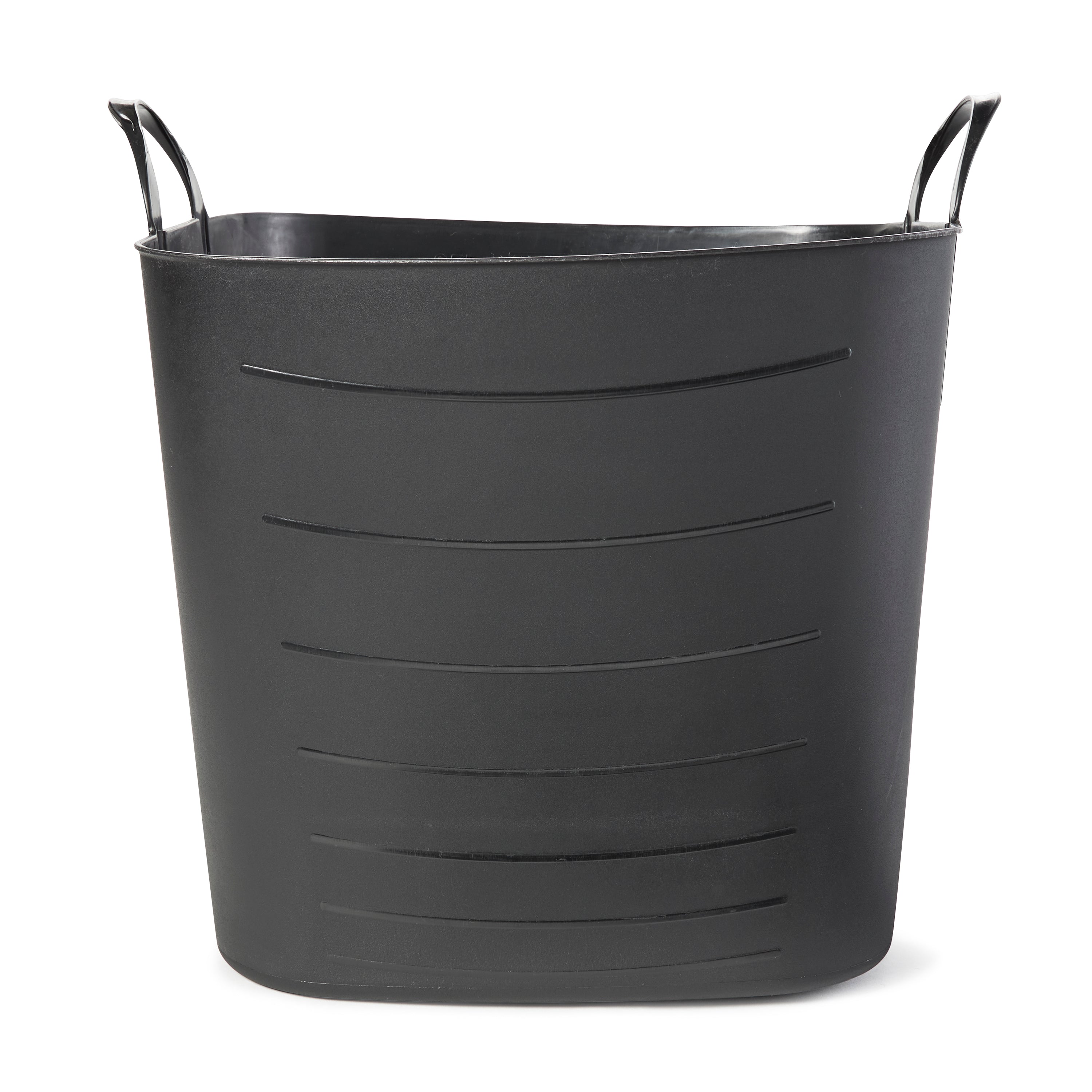 Life Story Tub Basket 25 Liter Plastic Storage Tote Bin with Handles, Black - VMInnovations