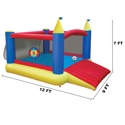 Banzai Slide 'n Score Bouncer Inflatable Bounce House with Games (Open Box) - VMInnovations