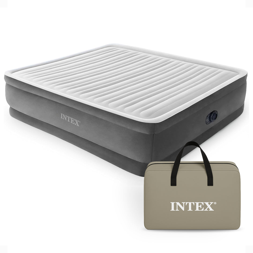 Intex 18-inch Inflatable Elevated Premium Airbed w/ Built-In Pump, King (Used)