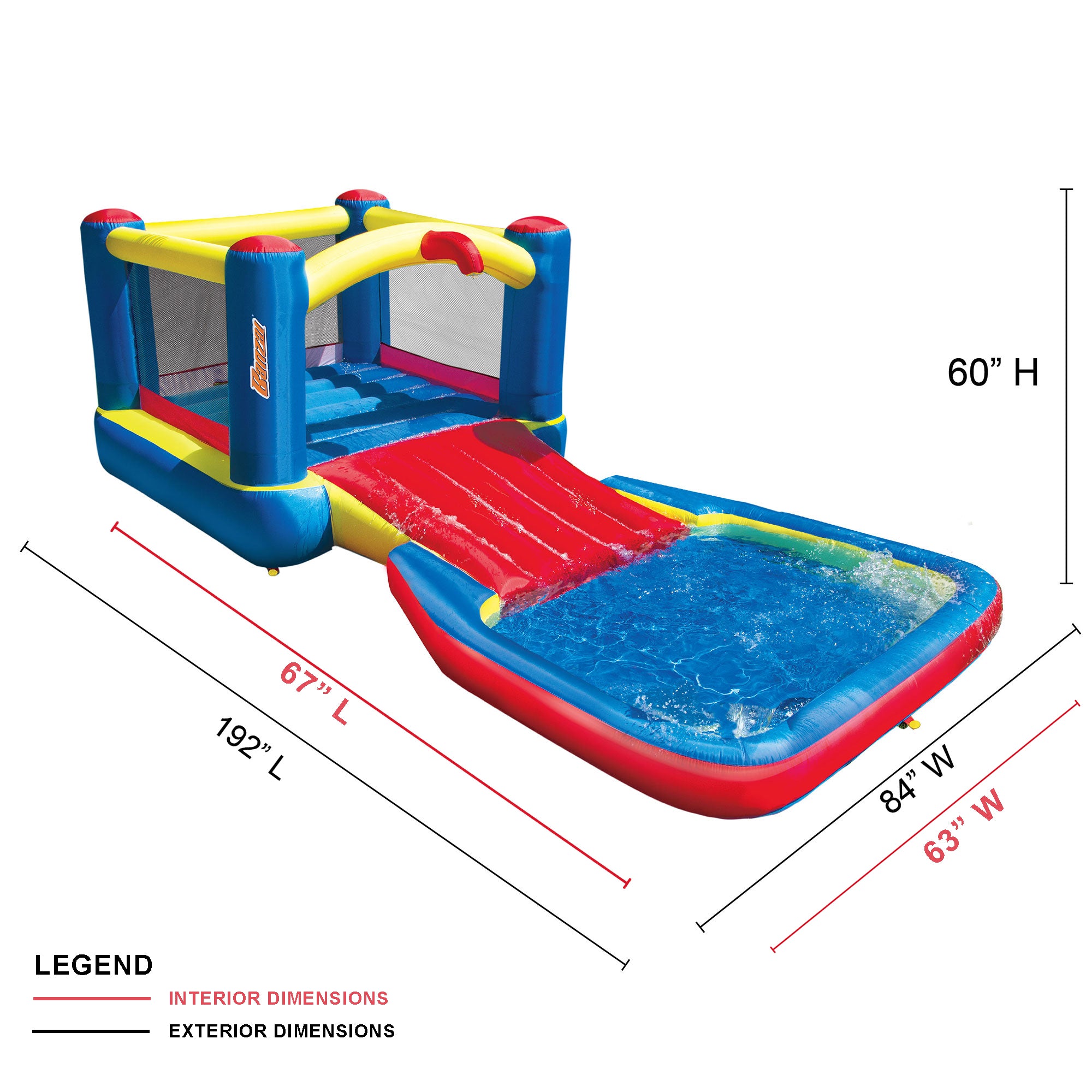 Banzai Bounce N Splash Water Park Aquatic Activity Play Center with Slide (Used) - VMInnovations