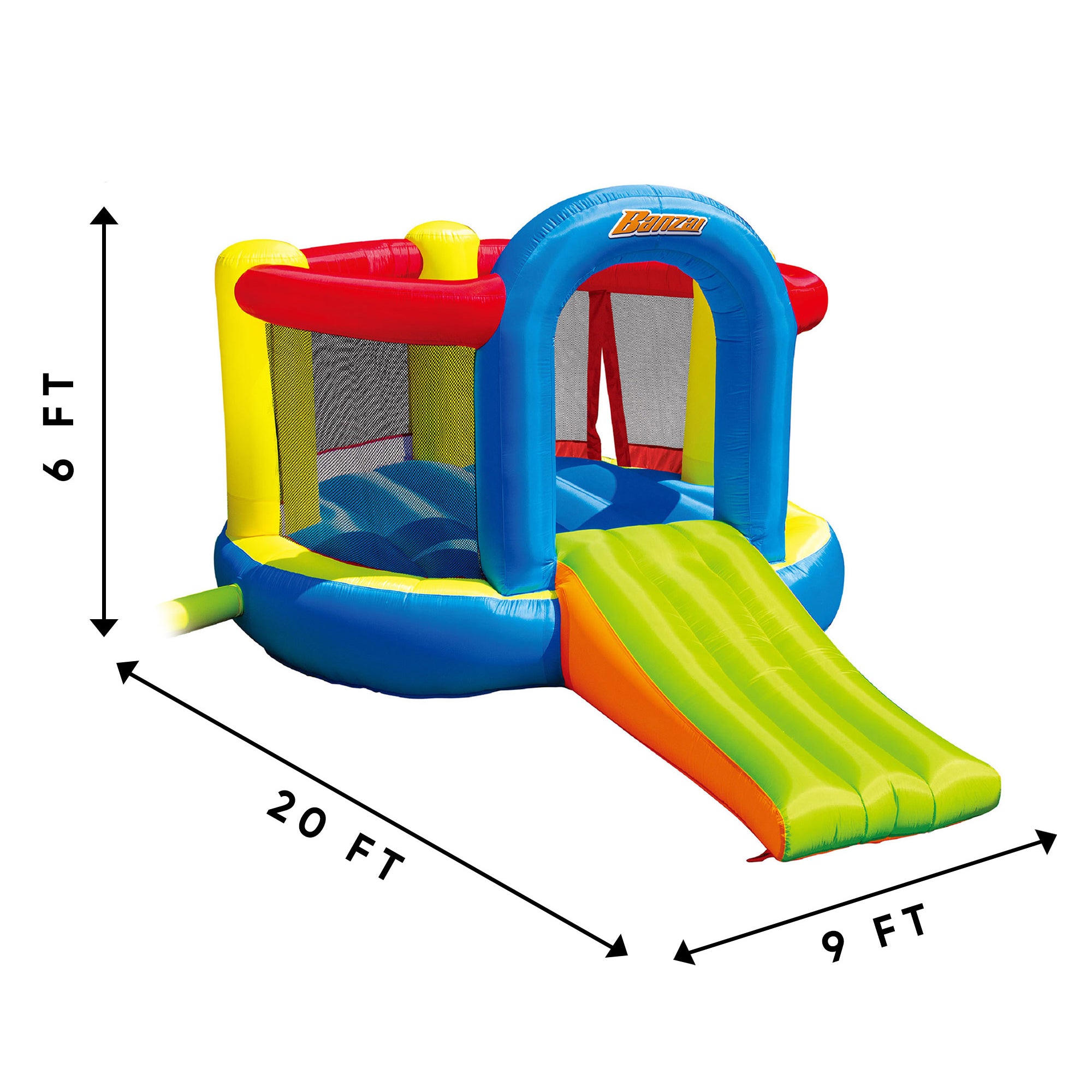 Banzai Inflatable Jump and Slide Bouncer Bounce House w/ Oversized Slide (Used) - VMInnovations