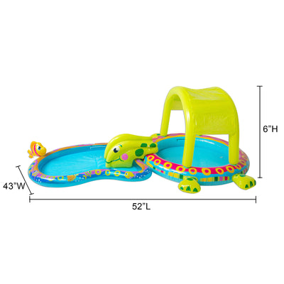 Banzai Shade 'N Slide Turtle Inflatable Kiddie Splash Pool Set (Open Box)