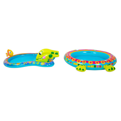 Banzai Shade N Slide Turtle Inflatable Outdoor Kiddie Splash Pool with Sprinkler