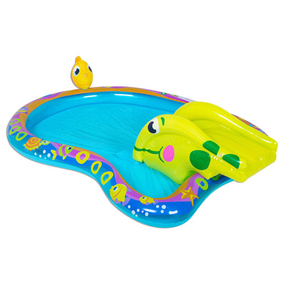 Banzai Shade 'N Slide Turtle Inflatable Kiddie Splash Pool Set (Open Box)