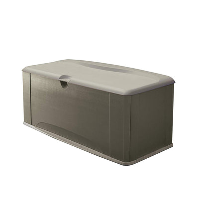 Rubbermaid 2047052 121 Gallon Plastic Horizontal Outdoor Deck Box Bench, Olive