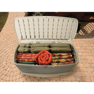 Rubbermaid Large Resin Water Resistant Outdoor Storage Box/Bench (Open Box)