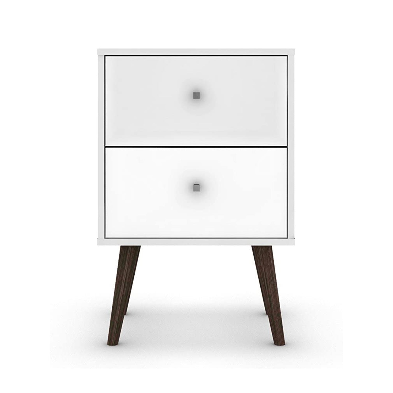 Manhattan Comfort Liberty Modern 2 Drawer End Table Nightstand, White (Open Box) - VMInnovations
