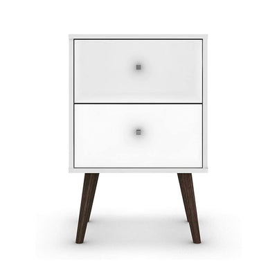Manhattan Comfort Liberty Modern 2 Drawer End Table Nightstand, White (Open Box) - VMInnovations