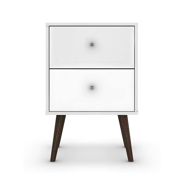 Manhattan Comfort Liberty Modern 2 Drawer End Table Nightstand, White (Open Box) - VMInnovations