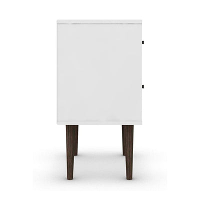 Manhattan Comfort Liberty Modern 2 Drawer End Table Nightstand, White (Open Box) - VMInnovations