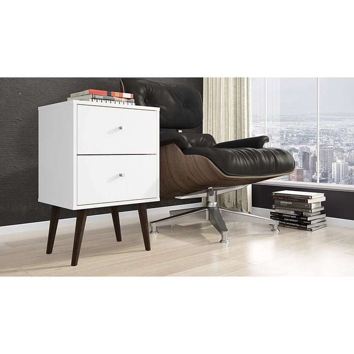 Manhattan Comfort Liberty Modern 2 Drawer End Table Nightstand, White (Open Box) - VMInnovations