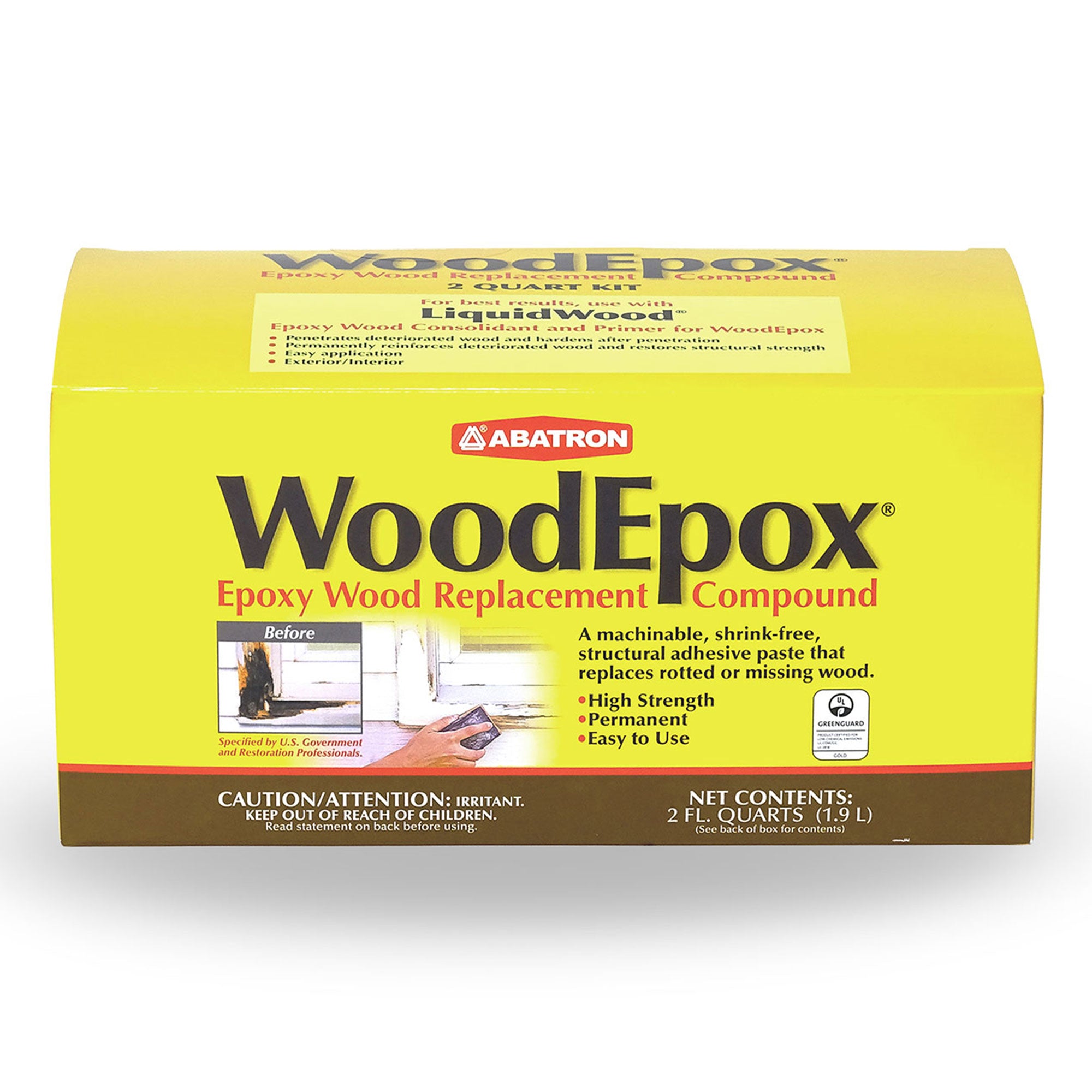 Abatron WE2QKR WoodEpox Epoxy Wood Replacement Compound Parts A & B, 2 Quart Kit (Used)