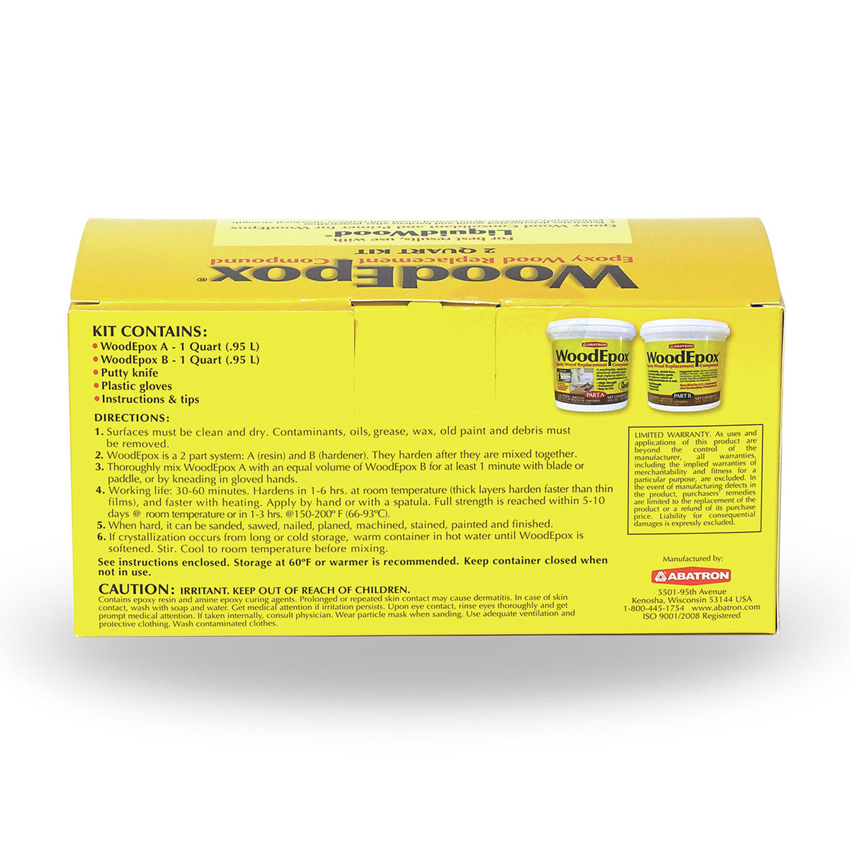 WoodEpox Epoxy Wood Replacement Compound Parts A & B, 2 Quart (Open Box)
