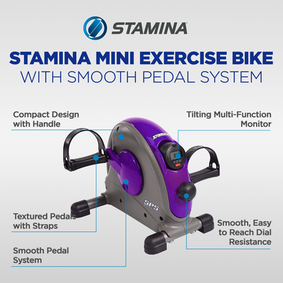 Stamina Products Mini Stationary Under Desk Exercise Bike Home/Office, Purple - VMInnovations