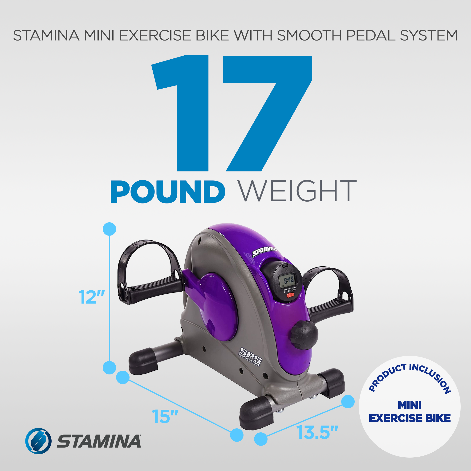 Stamina Products Mini Stationary Under Desk Exercise Bike Home/Office, Purple - VMInnovations