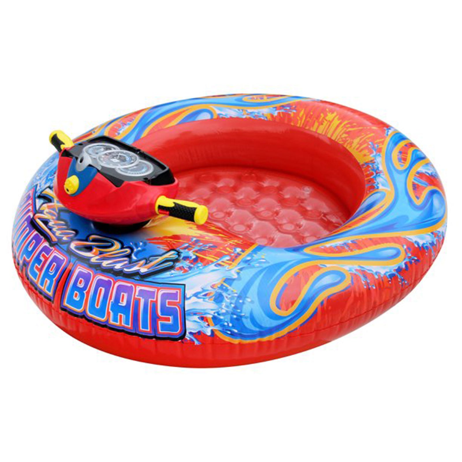 Banzai Aqua Blast Motorized Bumper Boat Inflatable Pool Float Water Toy, Red - VMInnovations