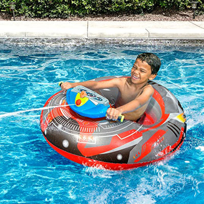 Banzai Aqua Blast Motorized Bumper Boat Inflatable Pool Float Water Toy, Red - VMInnovations