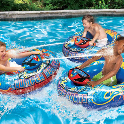 Banzai Aqua Blast Motorized Bumper Boat Inflatable Pool Float Water Toy, Red - VMInnovations